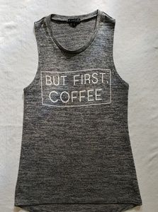 "But first coffee" racer back tank
